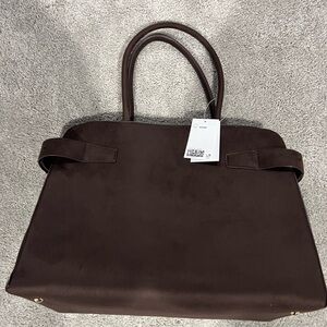 NWT H&M brown suede tote